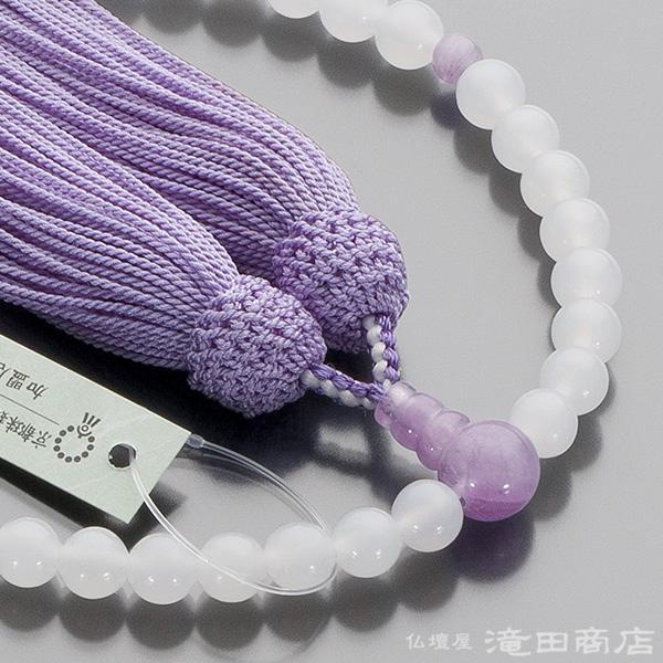 仏壇屋 滝田商店 数珠 女性用 白オニキス 紫雲石仕立 7mm玉 念珠 仏壇屋 滝田商店 数珠 女性用 白オニキス 紫雲石仕立 7mm玉 念珠