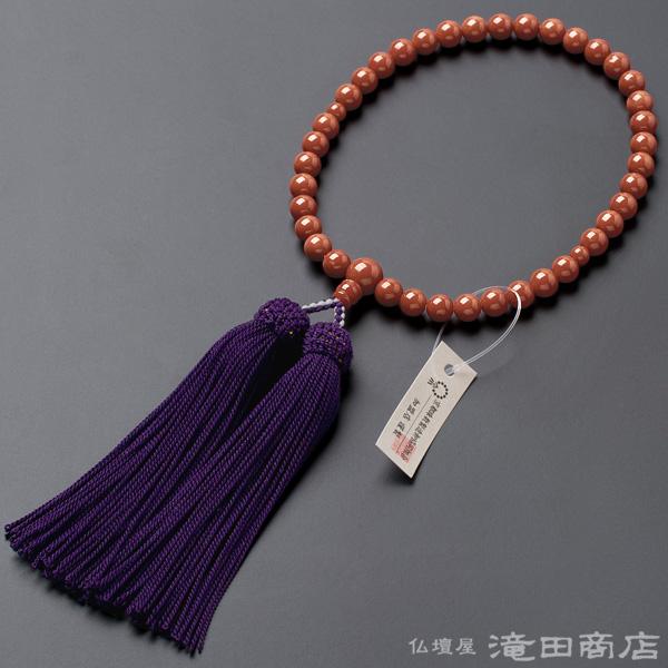 仏壇屋 滝田商店 数珠 女性用 古渡珊瑚 6.8mm玉 念珠袋付き : 仏壇