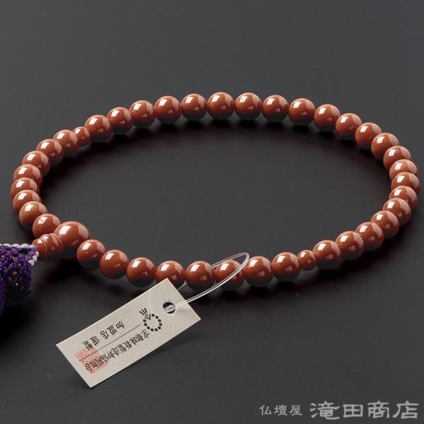 仏壇屋 滝田商店 数珠 女性用 古渡珊瑚 6.8mm玉 念珠袋付き : 仏壇