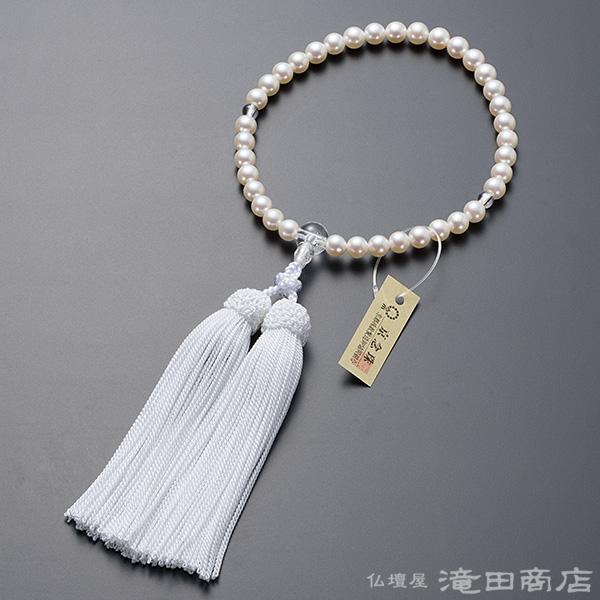 仏壇屋 滝田商店 数珠 女性用 国産 本真珠(アコヤ真珠) 本水晶 仏壇屋 滝田商店 数珠 女性用 国産 本真珠(アコヤ真珠) 本水晶