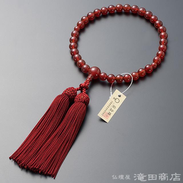 仏壇屋 滝田商店 数珠 女性用 瑪瑙(メノウ) 8mm玉 念珠袋付き : 仏壇
