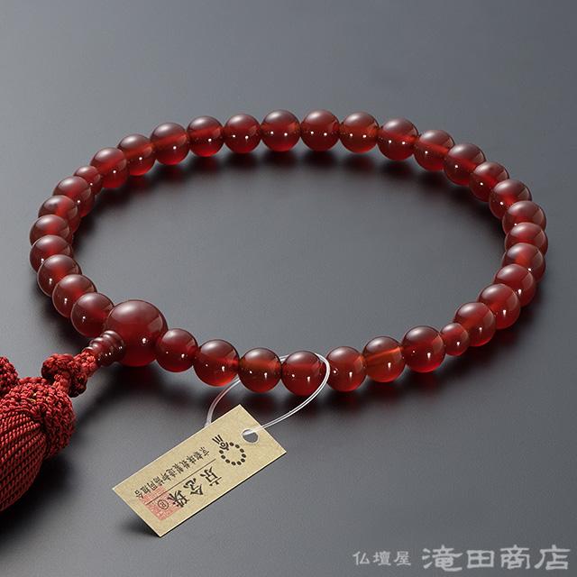 仏壇屋 滝田商店 数珠 女性用 瑪瑙(メノウ) 8mm玉 念珠袋付き : 仏壇