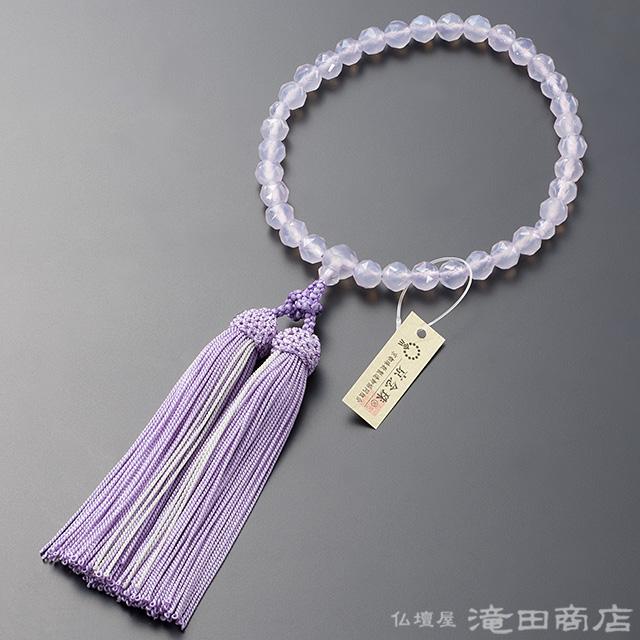 仏壇屋 滝田商店 数珠 女性用 パープル瑪瑙 ジュエリー切子カット 念珠