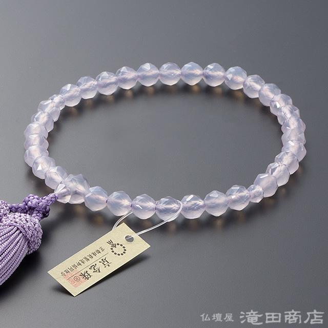 仏壇屋 滝田商店 数珠 女性用 パープル瑪瑙 ジュエリー切子カット 念珠