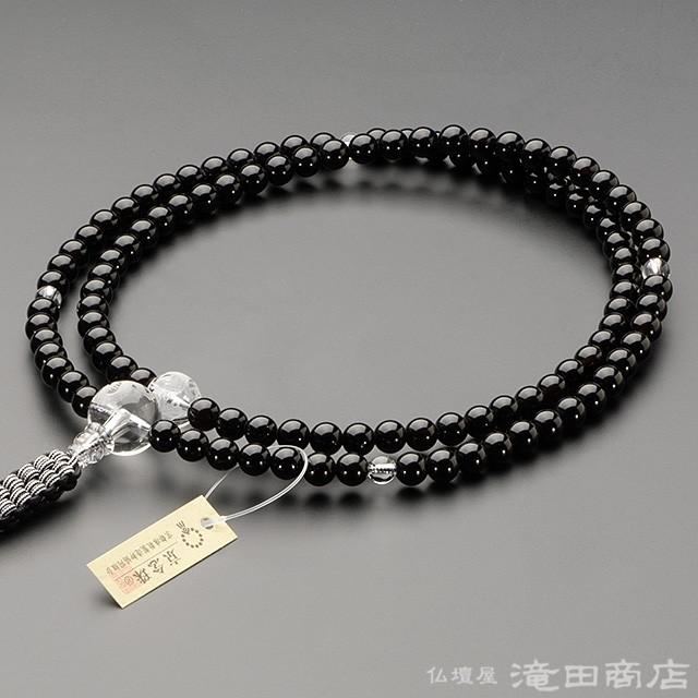 仏壇屋 滝田商店 数珠 臨済宗 男性用 黒オニキス 龍彫り本水晶 尺2