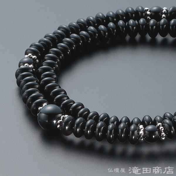 仏壇屋 滝田商店 腕輪念珠 数珠 ブレスレット 108珠 黒オニキス メタル