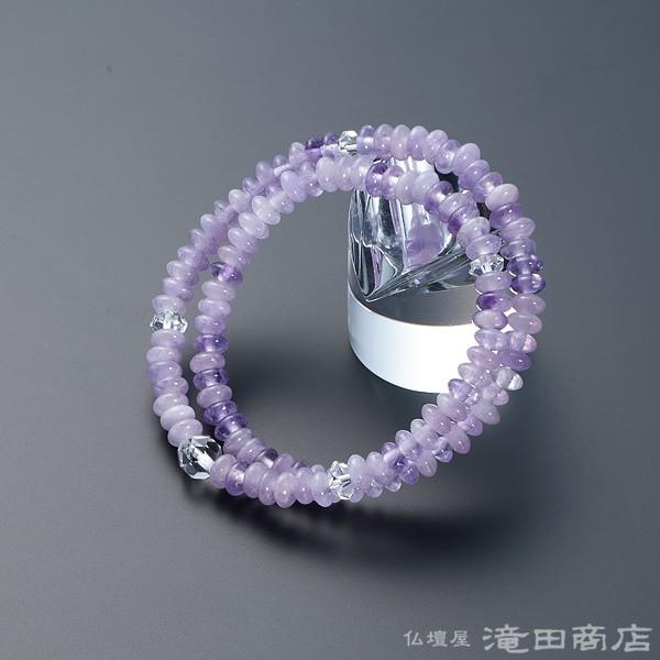 腕輪念珠 お気にいる 数珠 開催中 ブレスレット カット本水晶仕立 108珠 紫雲石