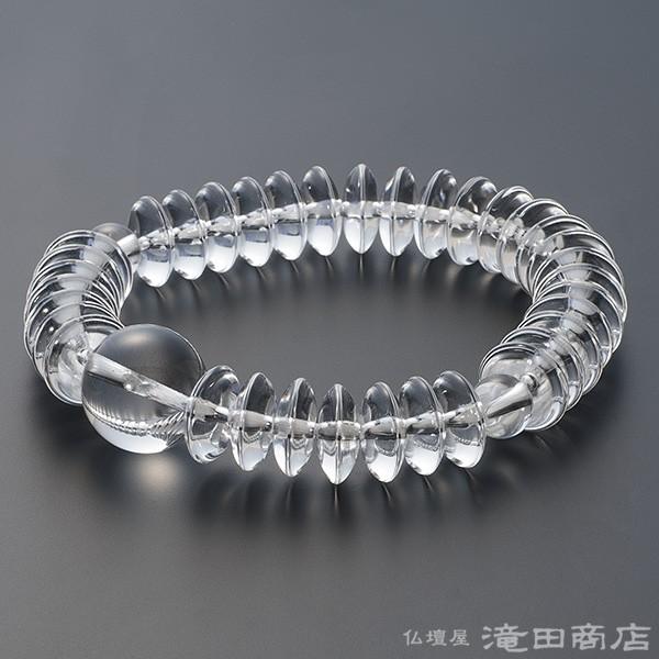 仏壇屋 滝田商店 腕輪念珠 数珠 ブレスレット 本水晶 平玉 12×5mm玉