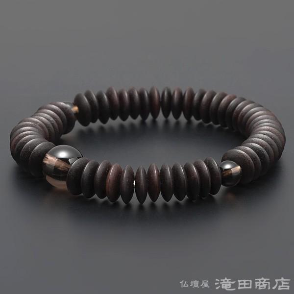 仏壇屋 滝田商店 腕輪念珠 数珠 ブレスレット 縞黒檀(艶消) 平玉 仏壇屋 滝田商店 腕輪念珠 数珠 ブレスレット 縞黒檀(艶消) 平玉