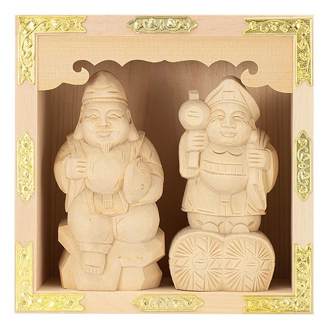 仏壇屋 滝田商店 二福神 恵比寿大黒天セット 4寸 一升マス付き 高さ