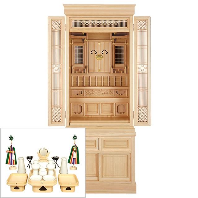 仏壇屋 滝田商店 祖霊舎 神徒壇 台付型 54号(杜印) 神具セット付き 