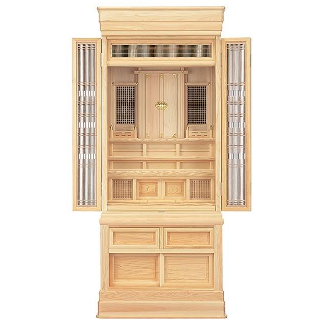 仏壇屋 滝田商店 祖霊舎 神徒壇 台付型 56号(山印) 神具セット付き