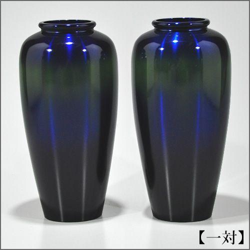 仏壇屋 滝田商店 仏壇用花瓶・お盆用花瓶 銅製 宮内型 コスモブルー色
