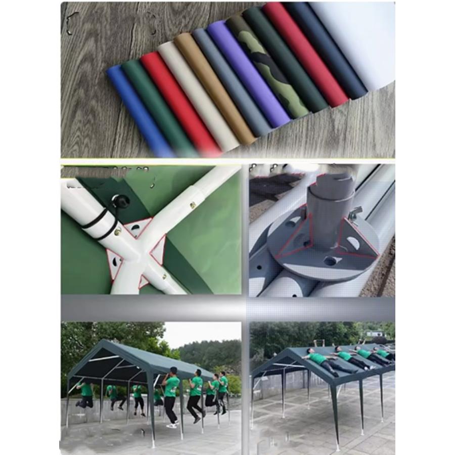 ガレージテント間口2.8×奥行5.3m 角柱、中柱合計8本 ドア付き