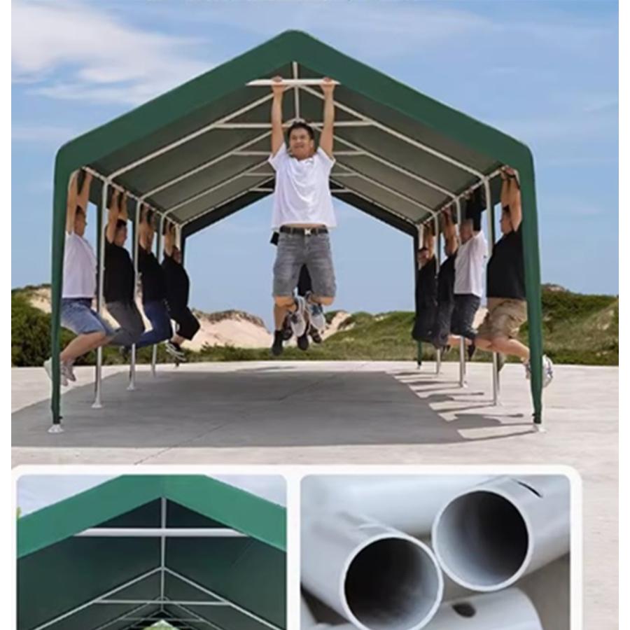 ガレージテント間口2.8×奥行5.3m 角柱、中柱合計8本 ドア付き