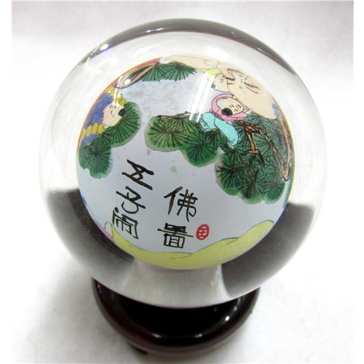 水晶球内面繪画置物 中国飾り水晶玉 回転 インテリア小物 新築