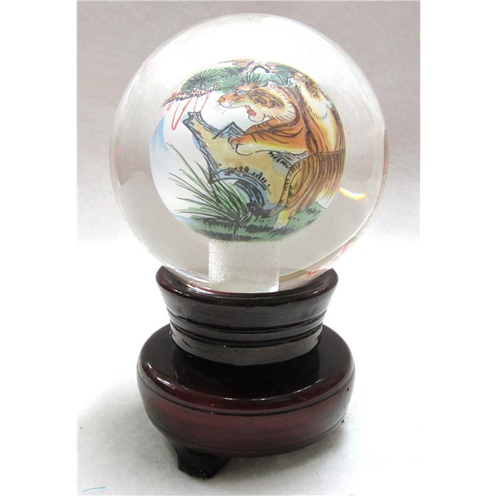 水晶球内面繪画置物 中国飾り水晶玉 回転 インテリア小物 新築