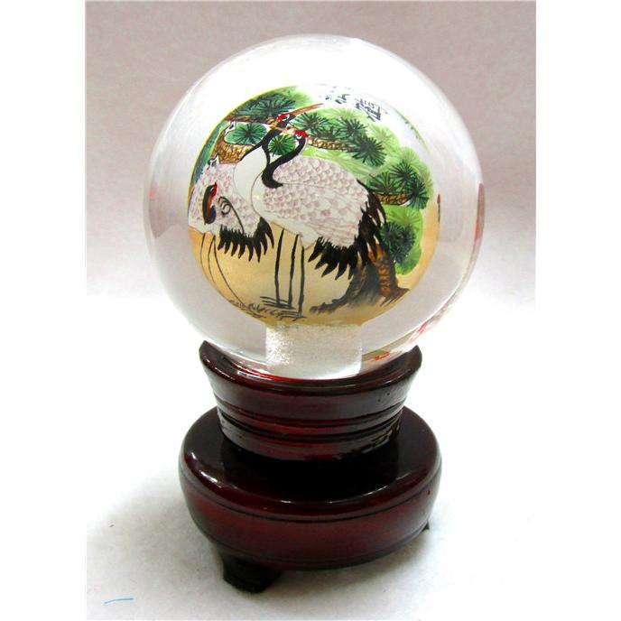 水晶球内面繪画置物 中国飾り水晶玉 回転 インテリア小物 新築
