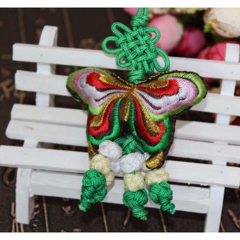 両面鶴と鹿の刺繍の置物 バンビー 中国 お土産 通販