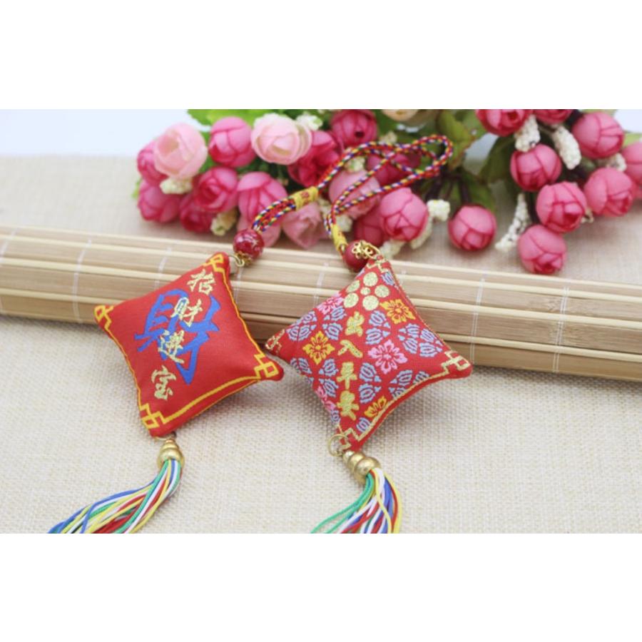 中華風結び飾り つるし飾り 両面刺繍小物 車内装飾品 中国雑貨 お土産