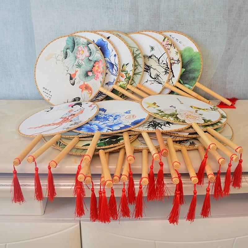 団扇 古典丸形団扇 踊り扇子団扇（うちわ）中国伝統柄古典宮