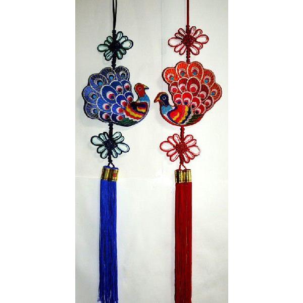 中国風結び飾り クジャク 孔雀 青色 柄つるし飾り 中国雑貨 中国料理店飾り 節日飾り 縁起のいい縁起物 Xb 多幸屋商店 通販 Yahoo ショッピング