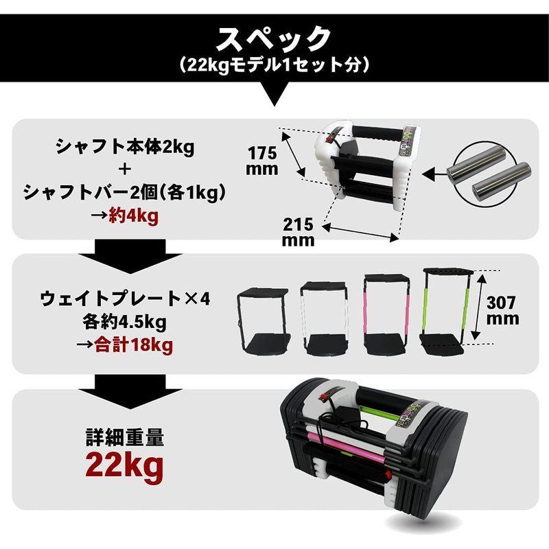 7150円 爆買い新作 ダンベル 可変式 22kg 15段階重さ調整可能 ブロックダンベル