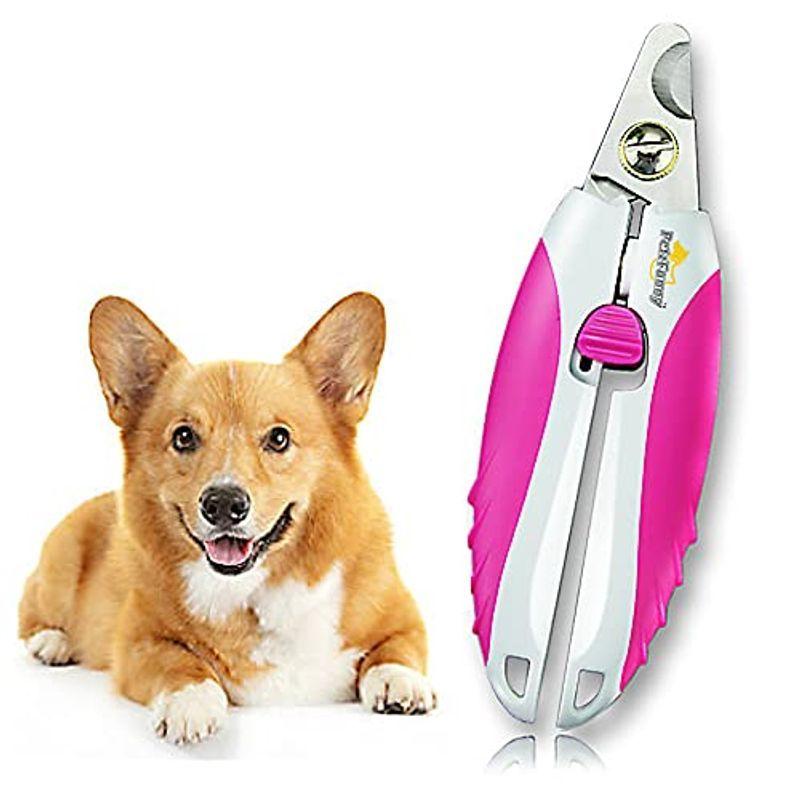 shttown 爪切り 犬用 ネイルクリッパー ペットハサミ ピンク 安全装置付き 切りやすい ネイルケア 2サイズ (L)