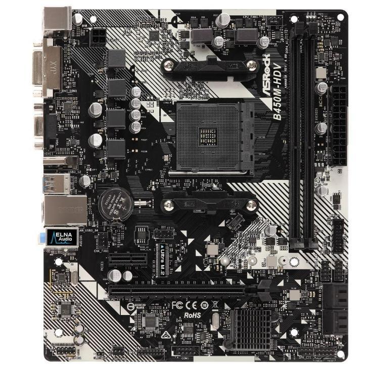 ASRock B450M-HDV マザーボード＋Ryzen3 3200G 動作品 ASRock B450M-HDV R4.0 AMD B450 AM4 DDR4-3200 32GB M.2 SATA Gigabit