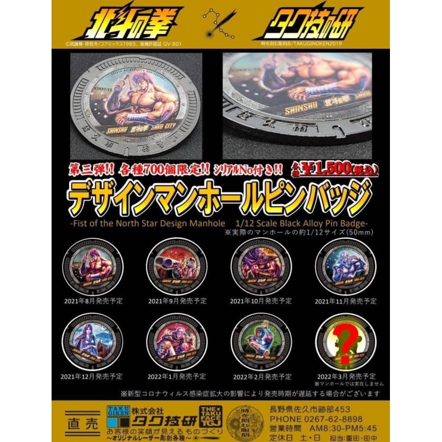 北斗の拳 1/12スケール マンホールピンバッジ 全8種 北斗の拳