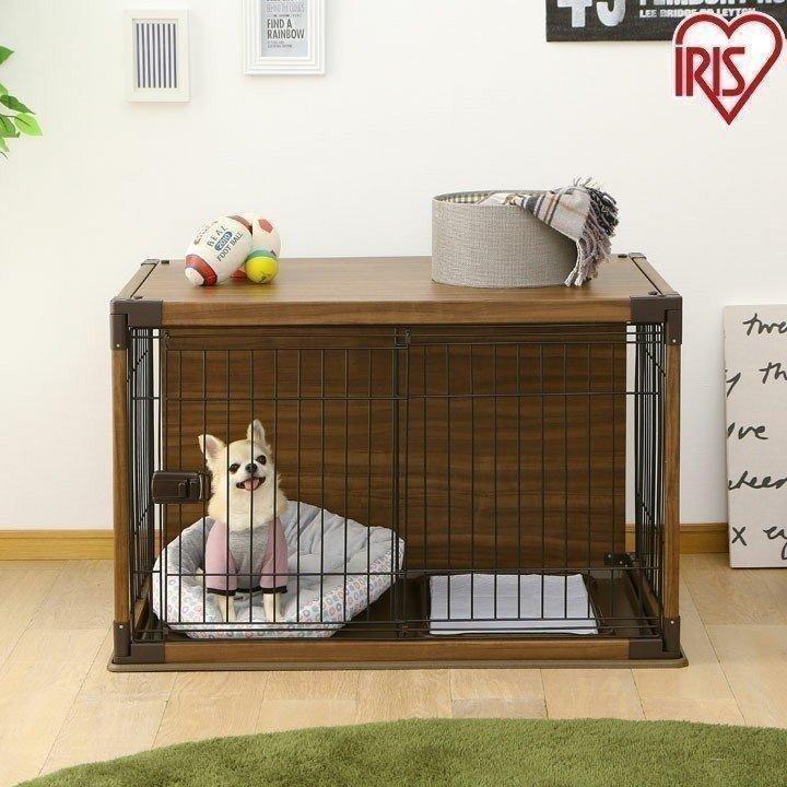 おしゃれ 室内 サークル 北欧 屋根付き 木目調 犬ケージ アイリス