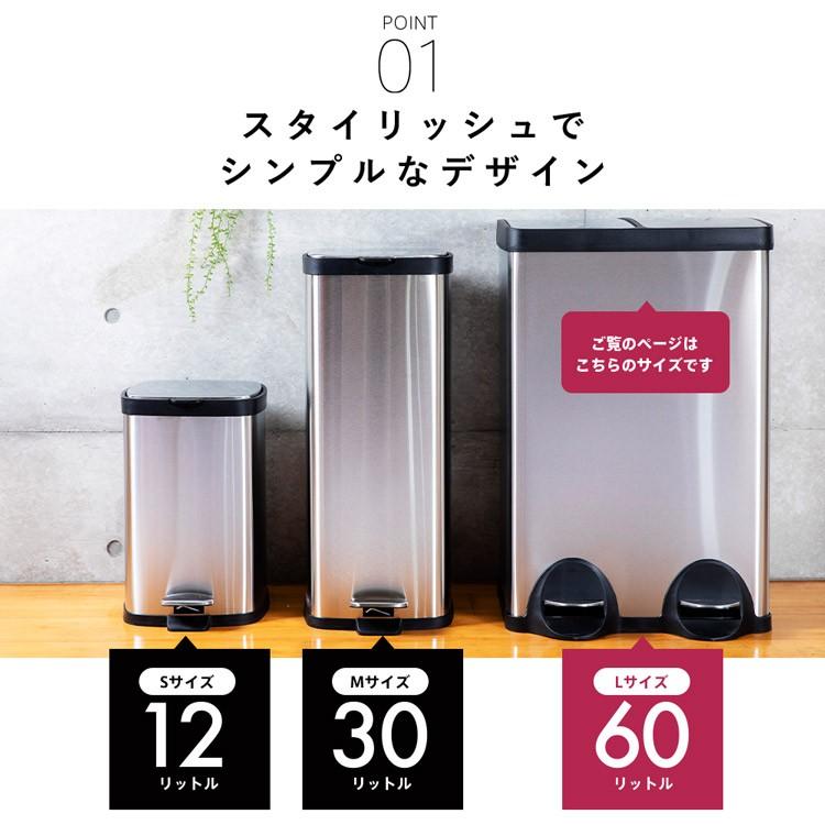 ゴミ箱 60L 分別 キッチン 大容量 ステンレス おしゃれ ごみ箱