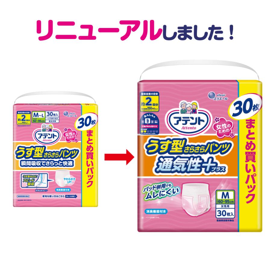 アテント 2個セット おむつ 大人用 介護用 うす型パンツ M〜L 女性用 2
