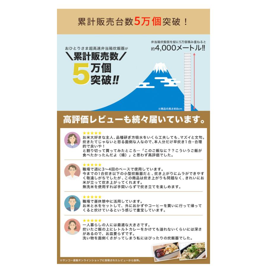 炊飯器 1合 ひとり暮らし おひとり様用 弁当箱 ランチジャー サンコー おひとりさま用 超高速弁当箱炊飯器 Tkfclbrc 暮らしの宅配便 通販 Yahoo ショッピング