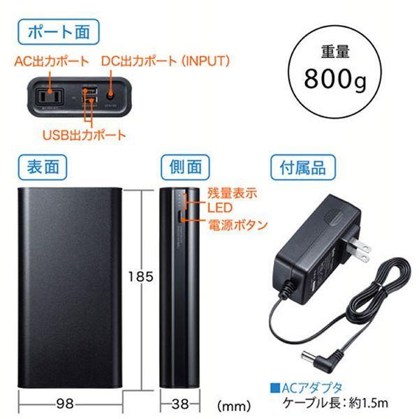 SANWA SUPPLY（サンワサプライ） モバイルバッテリー（AC・USB出力対応