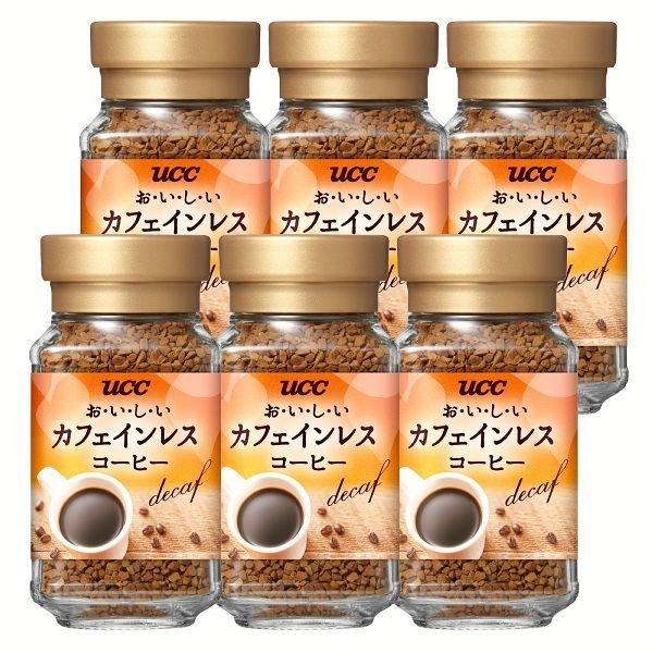 UCC 6個セット おいしいカフェインレス インスタントコーヒー 瓶45g (D