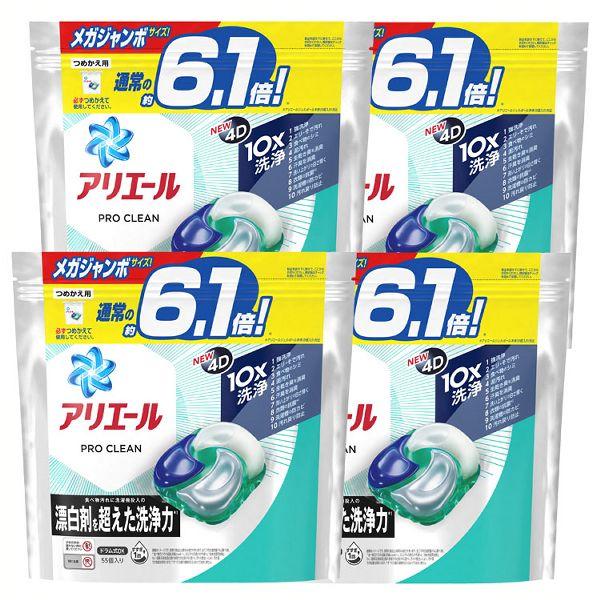 P&G 4個] アリエール ジェルボール 4D プロクリーン つめかえ用 メガ
