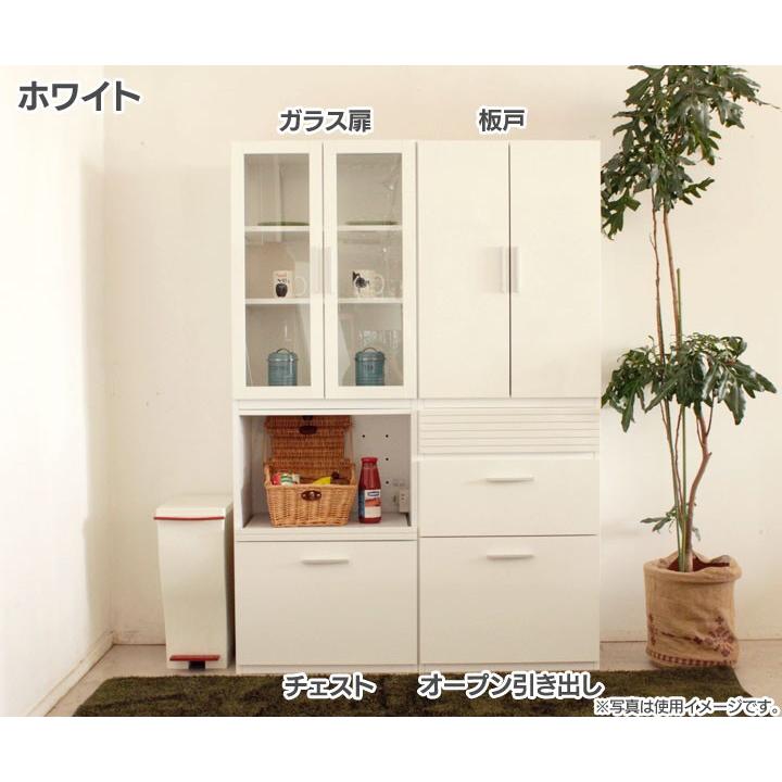 食器棚 Cradenza-Dセット(ガラス扉+板戸+オープン引き出し+チェスト)(代引不可)の画像