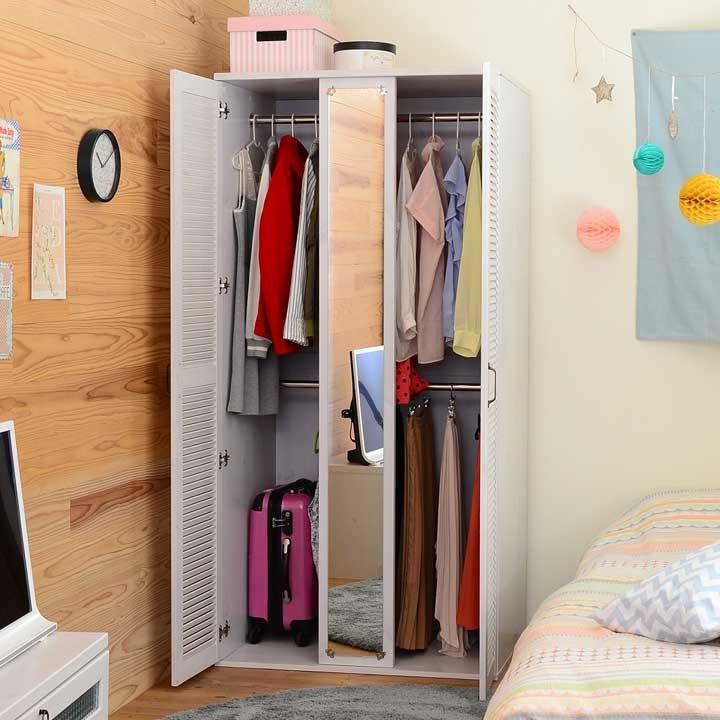 代引不可】 クローゼット 鏡 姿見 ハンガーラック バッグ 鞄 洋服収納