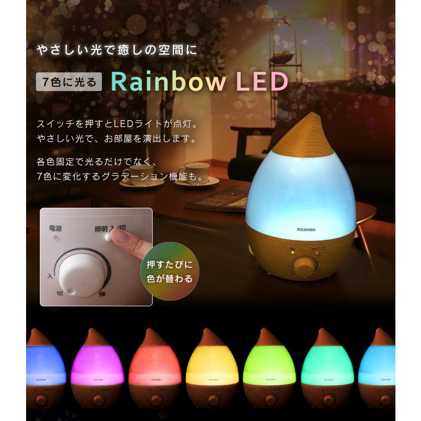 加湿器 超音波式 卓上 コンパクト おしゃれ 2.8L  アロマ LEDライト付き  抗菌 PH-U28 アイリスオーヤマ ホワイト・ピンクのみ(D)｜takuhaibin｜02