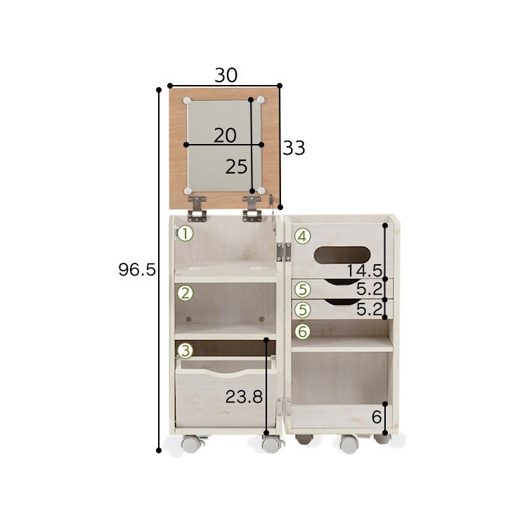 ドレッサー おしゃれ 安い 鏡台 コスメワゴン コンパクト ワゴン 収納