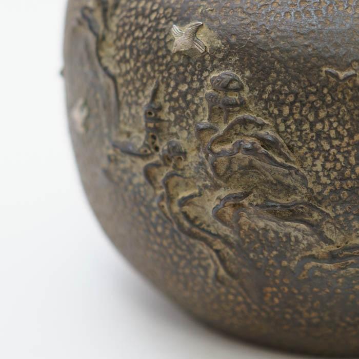 鋳鉄製 花と鳥の彫刻 鉄瓶 takumi-kyoto_tetubin-iwa1