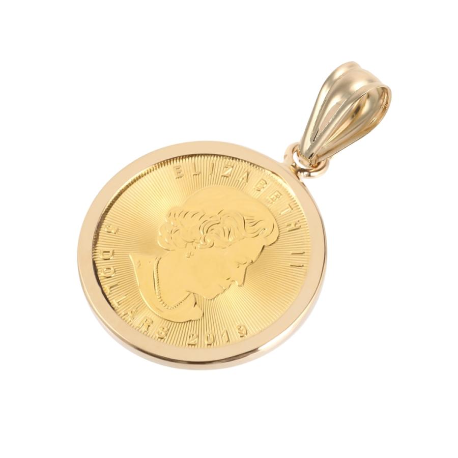 コインペンダントトップ メイプルリーフ金貨 1/10oz 3.65g 18金フレームの純金コイン :B087451BCR-1:フェアリー