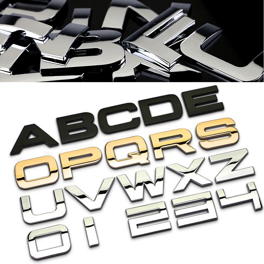 ABC エンブレム メッキ アルファベット 3色 文字 数字 車 飾り
