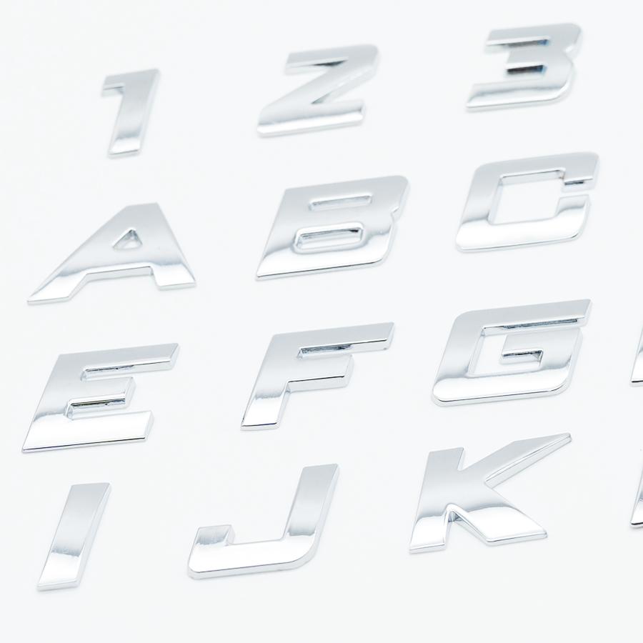 ABCエンブレム メッキ アルファベット 文字 数字 車 ステッカー