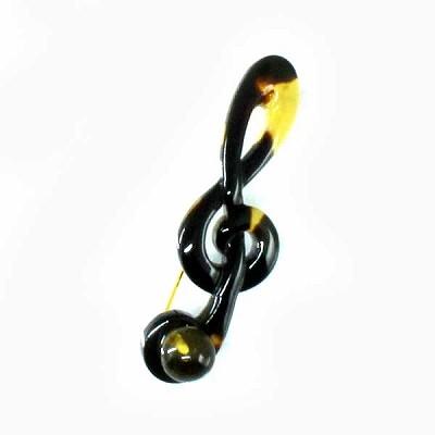 本べっ甲 琥珀 ブローチ ト音記号 (のし等ギフト対応無料）落下防止