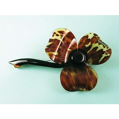 本べっ甲 花 ブローチ （のし等ギフト対応無料）落下防止シリコン付