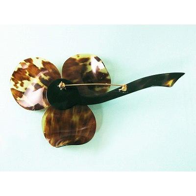 本べっ甲 花 ブローチ （のし等ギフト対応無料）落下防止シリコン付