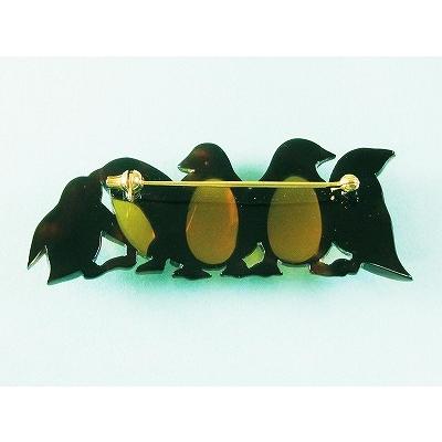 本べっ甲 おなかが飴色のペンギン ブローチ (のし等ギフト対応無料 