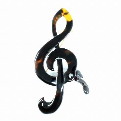 本べっ甲 ブローチ ト音記号 音符 (のし等ギフト対応無料）落下